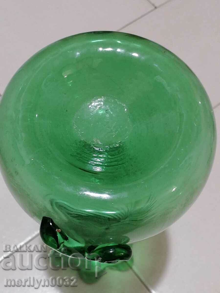 Old green blown glass vase, 1930s - 5 Old green blown glass vase, 1930s - 5