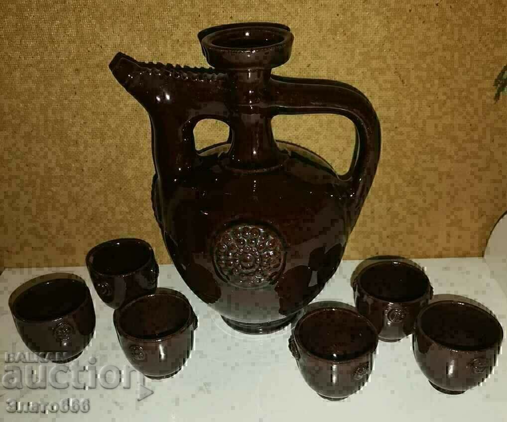 Ceramic pitcher with cups with price 10.00 BGN | € 5.11 Ceramic pitcher with cups with price 10.00 BGN | € 5.11