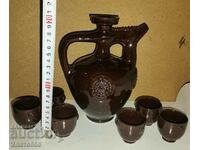 Ceramic pitcher with cups