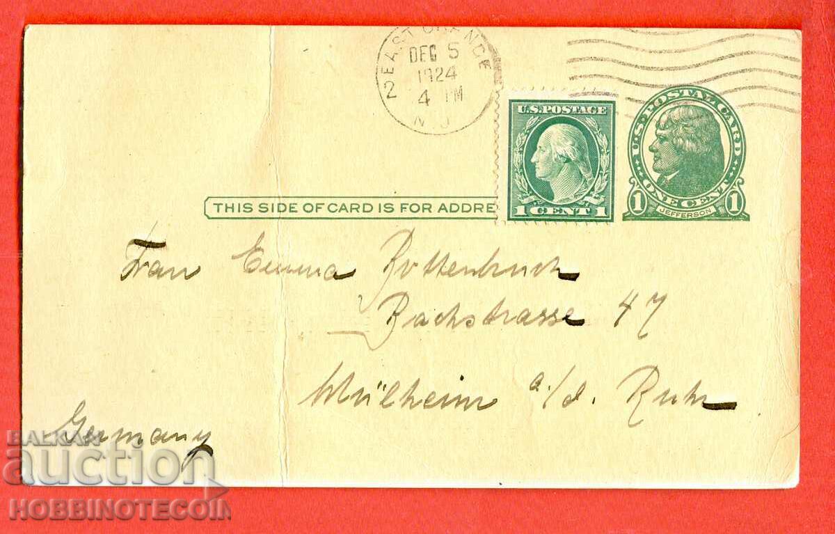 Carte de călătorie SUA cu 1 + 1 CENT - 1924