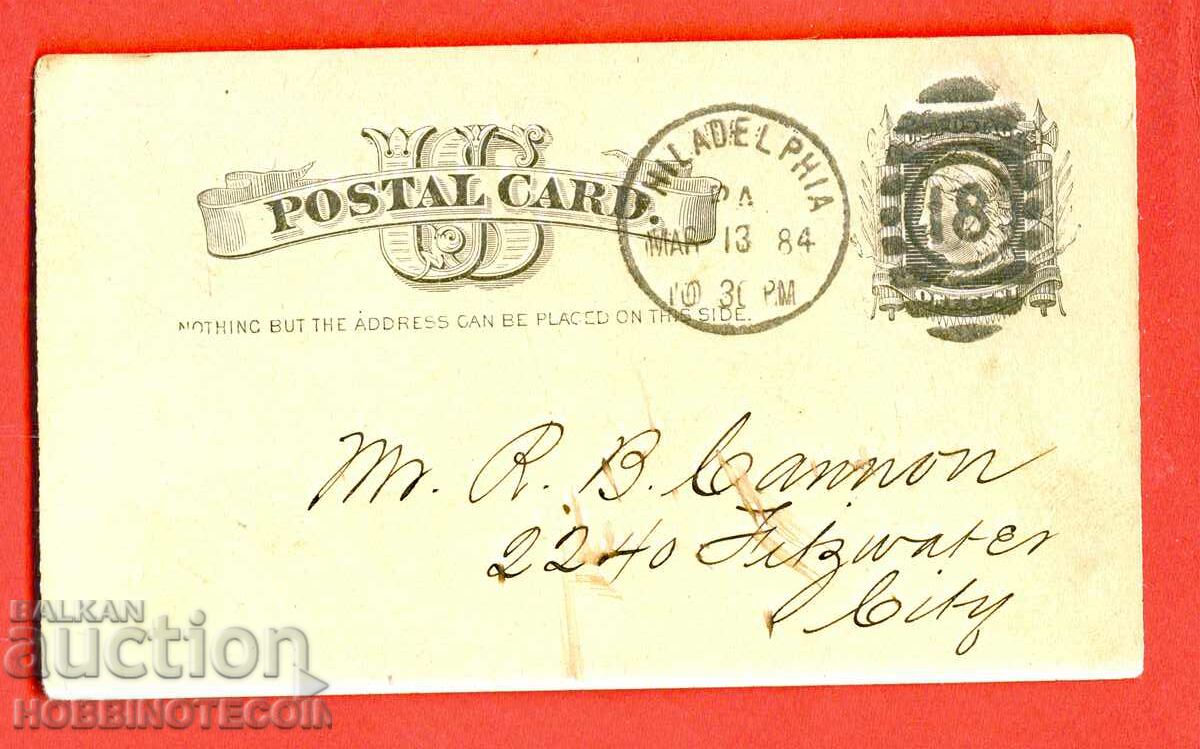 САЩ пътувала картичка с 1 ЦЕНТ - 1884 - 5