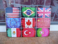 Metal plate various flags countries USA UK China Brazil EU