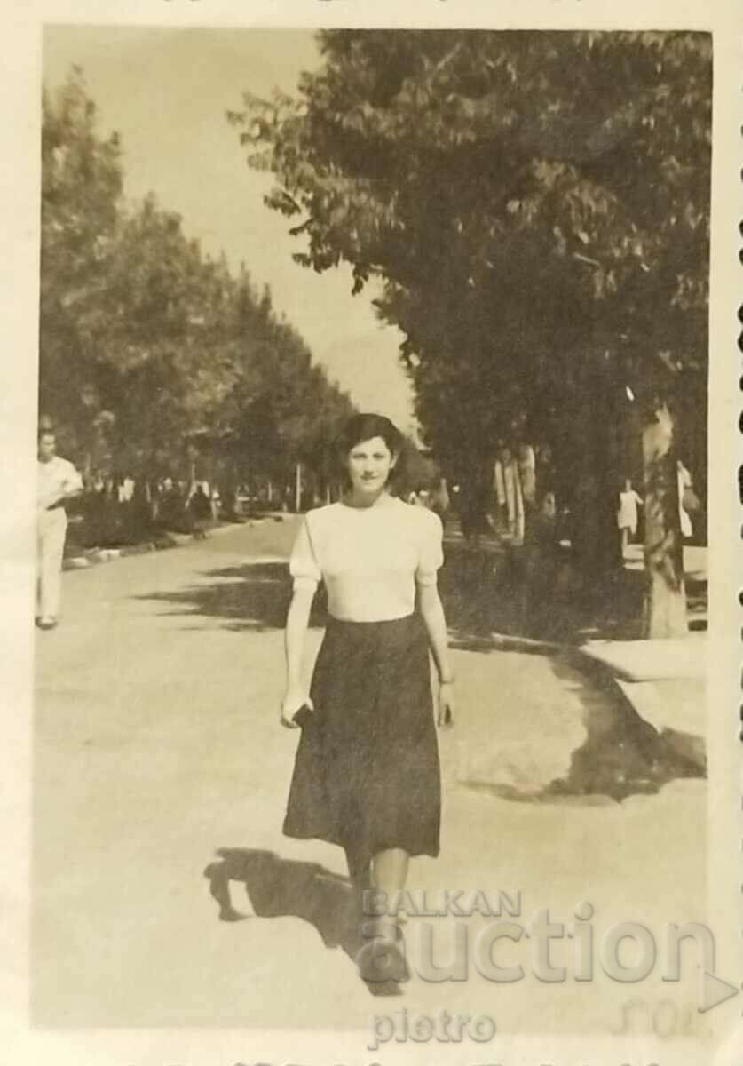 Bulgaria Old photo photography - young woman on a walk.