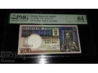 Сертифицирана Банкнота от Ангола 50 ескудос 1973,PMG 64 EPQ!