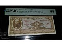 Bancnota din Mexic 100 pesos 1973 PMG 64 UNC!