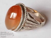 Unique silver men's ring with agate.
