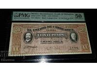 Bancnotă veche din Mexic 20 pesos 1914 PMG 50 !