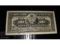 Old RARE Banknote from Cuba 20 pesos, UNC!!!
