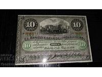 Bancnotă veche RARE din Cuba 10 pesos 1896, UNC!!!!