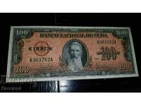 Стара РЯДКА Банкнота от Куба 100 песо 1959 г.,UNC!!
