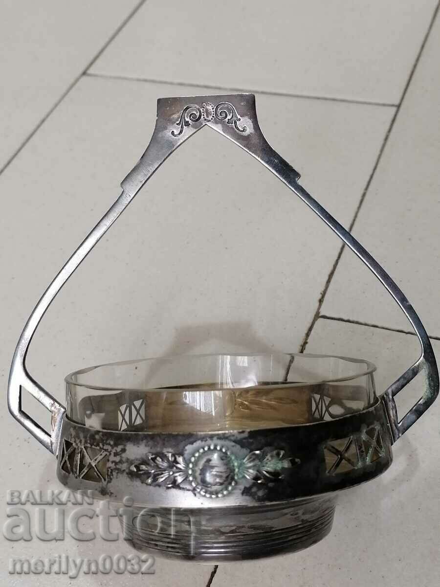 Bonbonniere glass and metal WMF service sugar bowl early 20th century with price 98.00 BGN | € 50.11 Bonbonniere glass and metal WMF service sugar bowl early 20th century with price 98.00 BGN | € 50.11