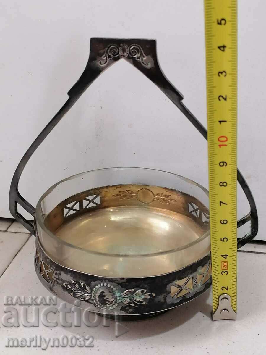 Delivery of Bonbonniere glass and metal WMF service sugar bowl early 20th century Delivery of Bonbonniere glass and metal WMF service sugar bowl early 20th century