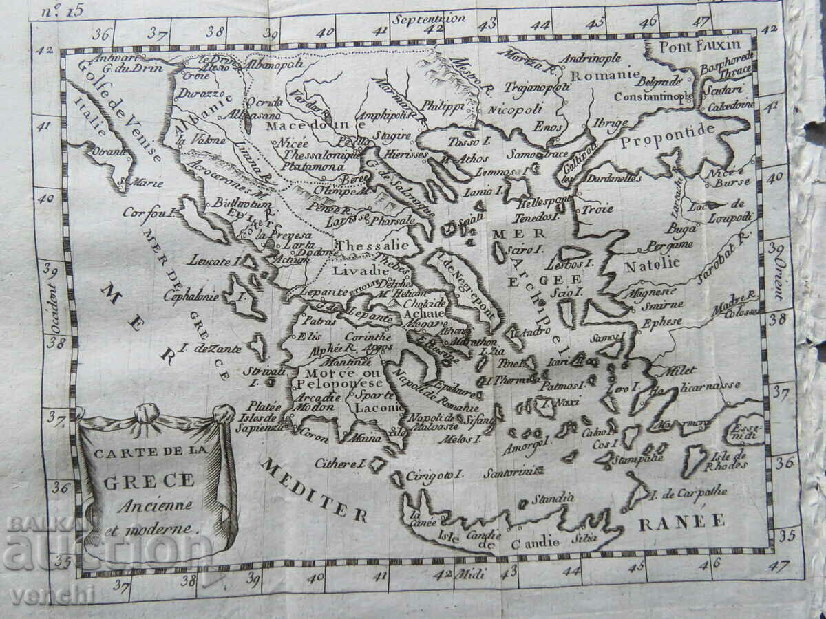 Auction  1744 - OLD MAP - GREECE = ORIGINAL +