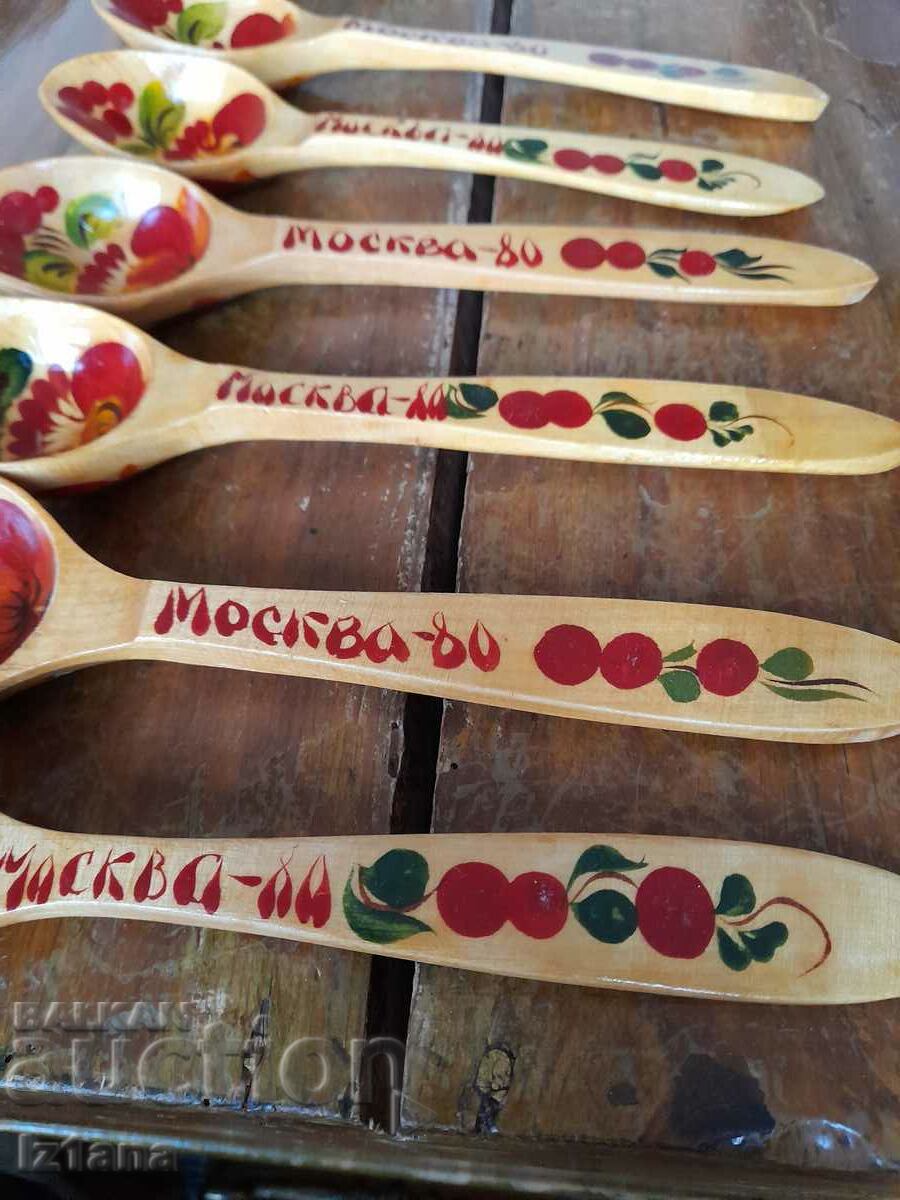 Auction Old Russian wooden spoons Auction Old Russian wooden spoons