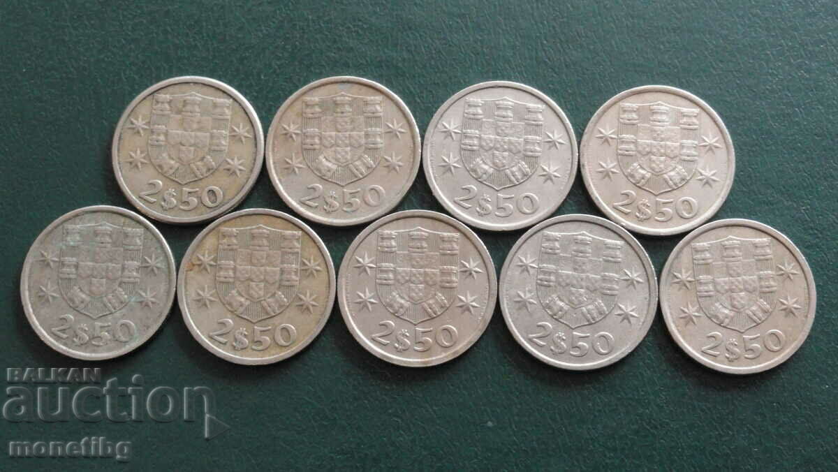 Portugal - 2.5 escudos (9 pieces) with price 6.60 BGN | € 3.37