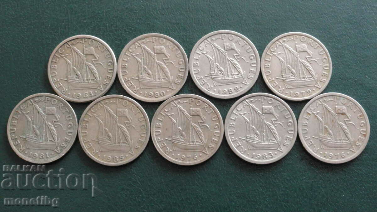 Auction  Portugal - 2.5 escudos (9 pieces)