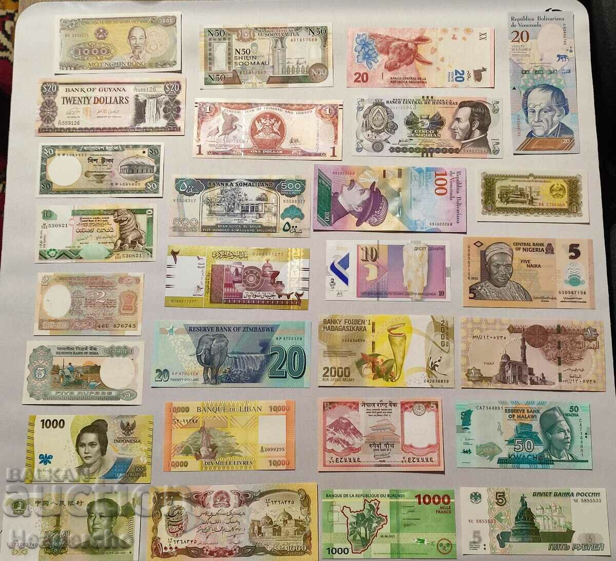 Lot of 28x banknotes from around the world