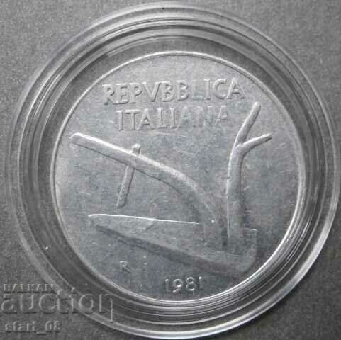 Италия 10 лири 1981