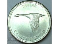 1 dolar 1967 Canada Elizabeth II UNC 23,5g 0,800 Argint