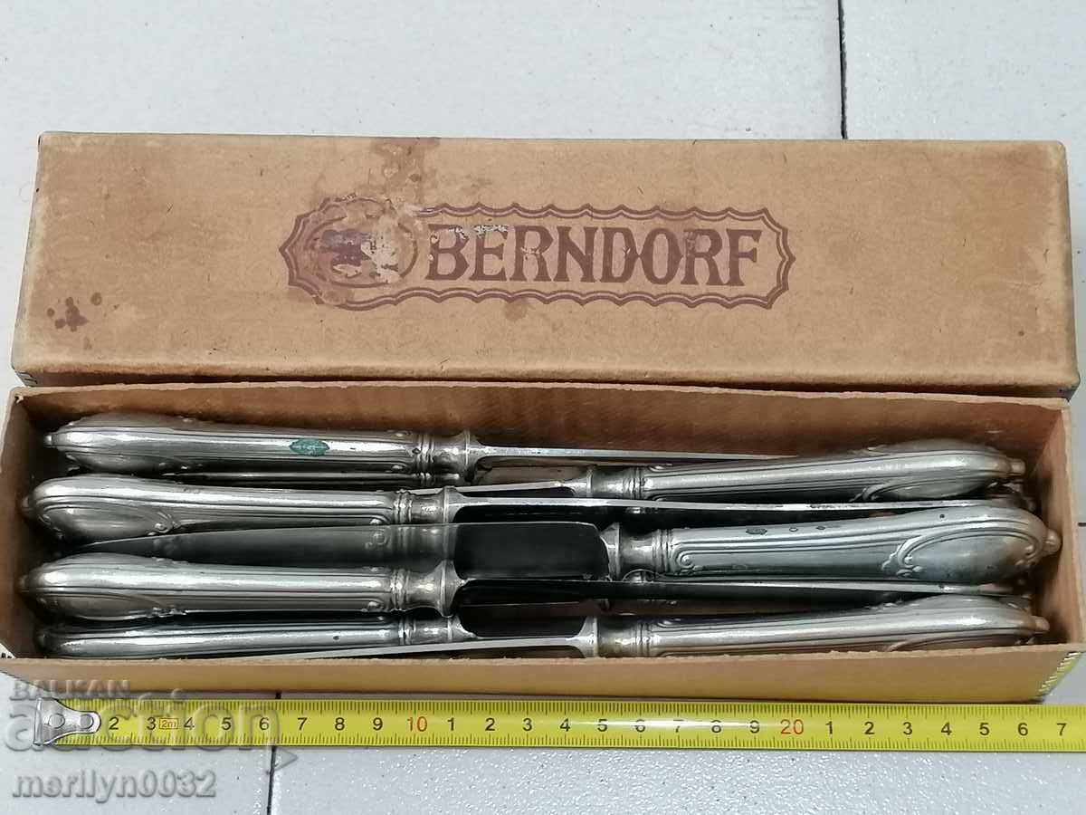 Комплект 12бр ножа BERNDORF 1928г Алпака неползвани вилица