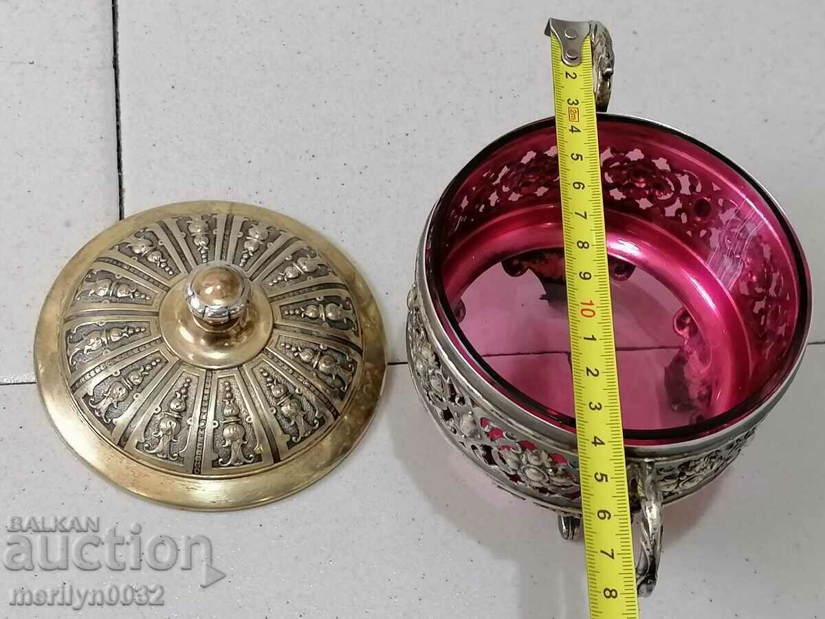 Livrarea Bomboniera din sticla Art Deco si metal aurit