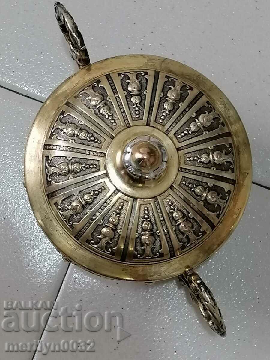 Bomboniera din sticla Art Deco si metal aurit - 5