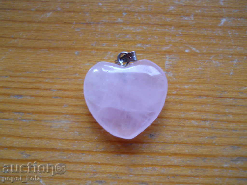 медальон - сърце - розов кварц