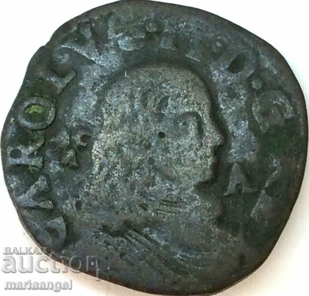 1 κόκκος 1700 Ιταλία Charles II 8,25g χαλκός