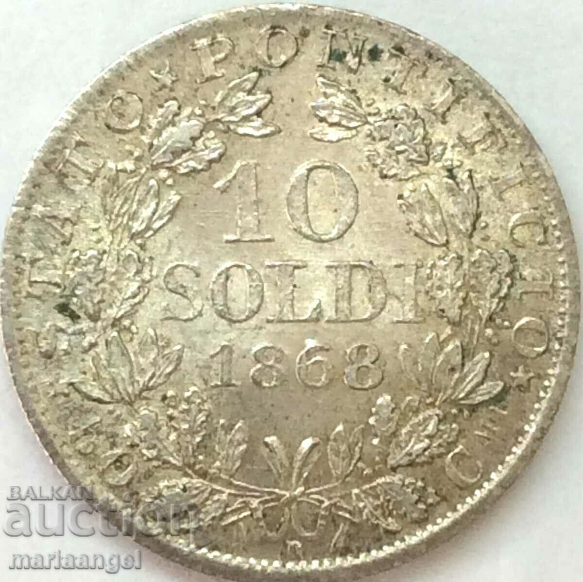 10 soldi 1868 Vatican Pius al IX-lea An. XXIII argint