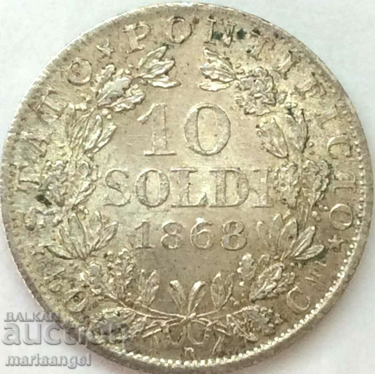 10 soldi 1868 Vatican Pius IX An. XXIII silver