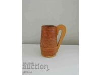 Wooden cup with ornaments, mug