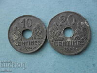 10 and 20 centimes 1941. France