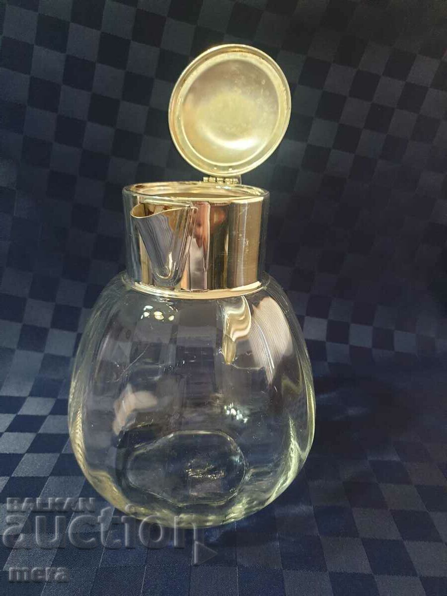 Auction Large crystal jug with silver plated metal fittings Auction Large crystal jug with silver plated metal fittings