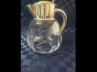 Large crystal jug with silver plated metal fittings