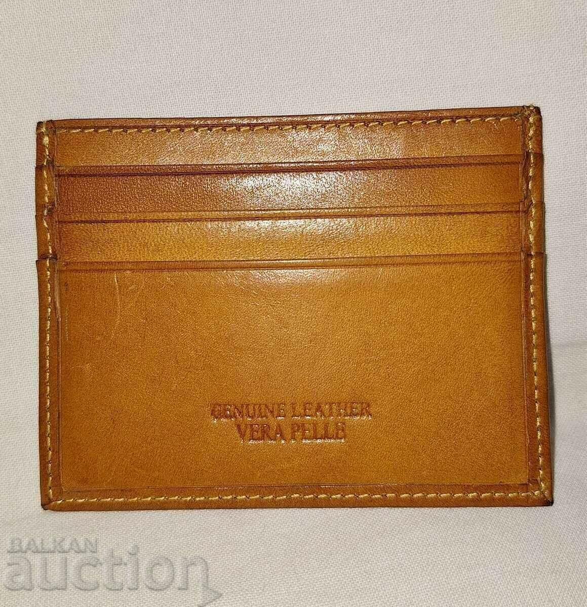 Suport pentru cărți de vizită din piele naturală--Firenze--Genuine cu preț 20.00 BGN | € 10.23