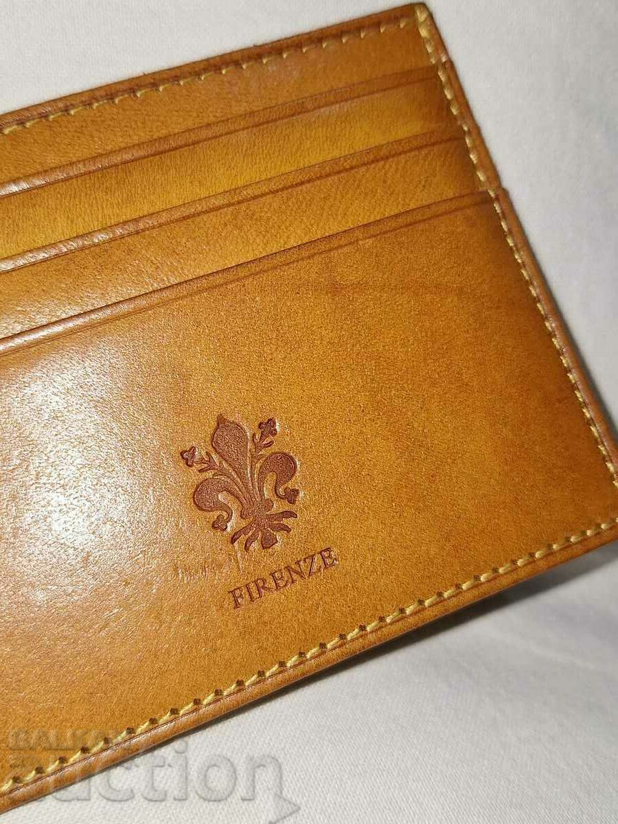 Livrarea Suport pentru cărți de vizită din piele naturală--Firenze--Genuine