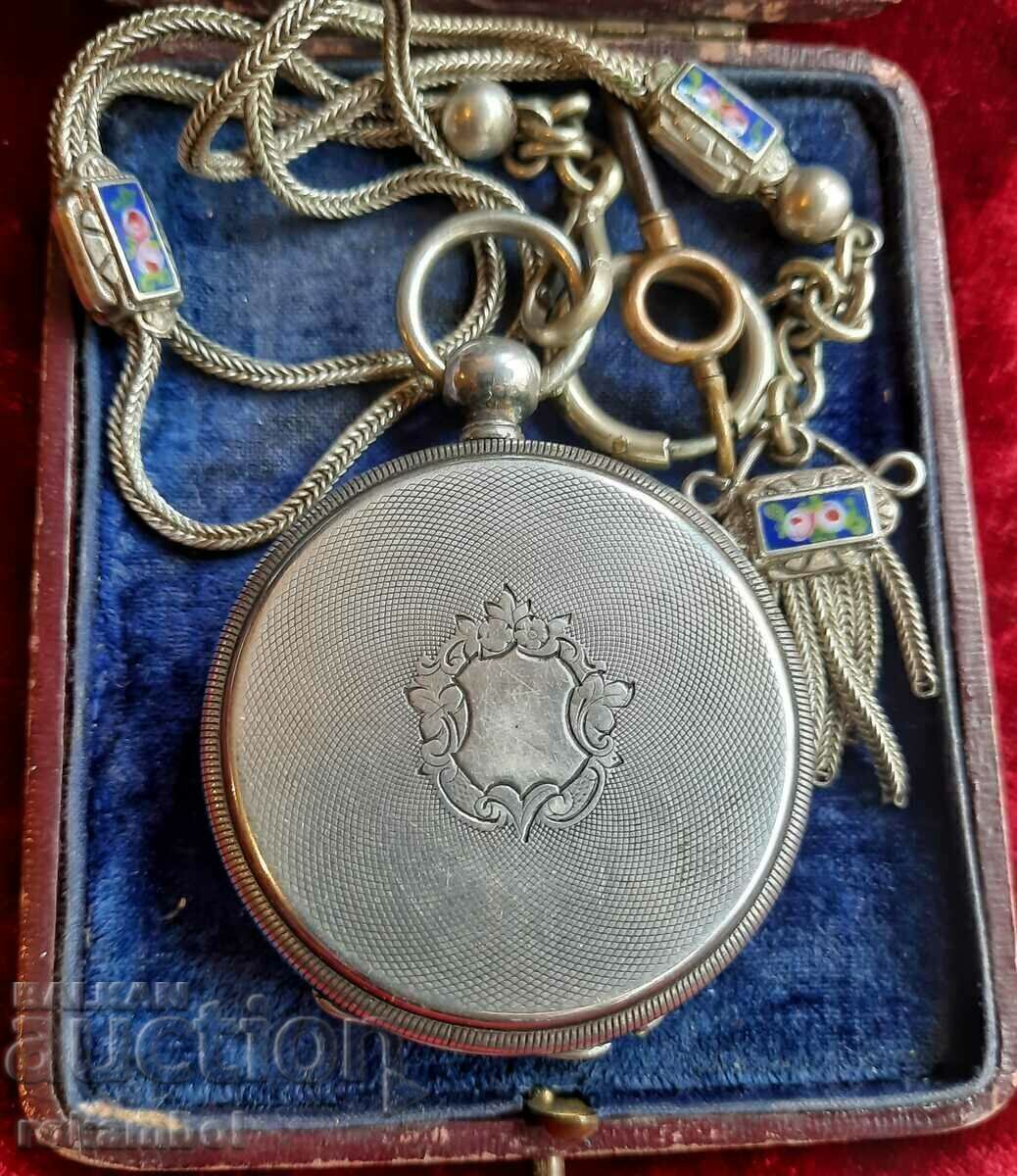 Licitație Ceas de buzunar elvețian din argint Skeleton Gothic1850