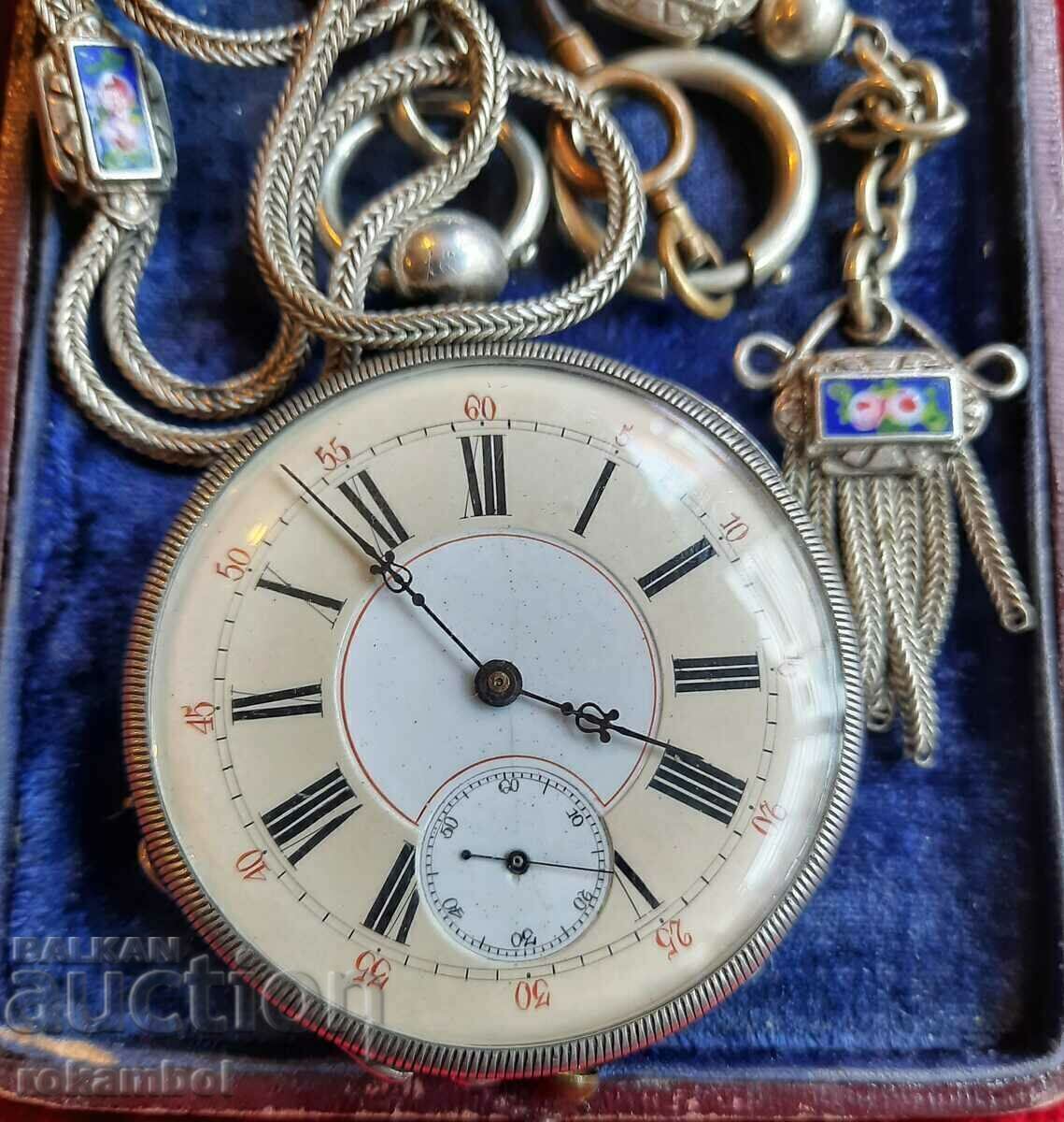 Ceas de buzunar elvețian din argint Skeleton Gothic1850 - 6