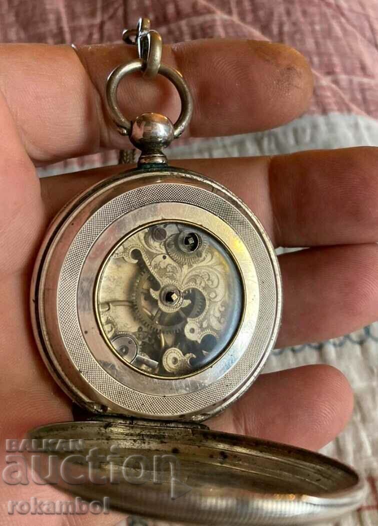 Ceas de buzunar elvețian din argint Skeleton Gothic1850 - 7