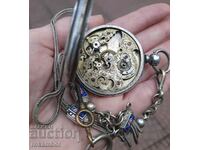 Швейцарски сребърен джобен часовник Skeleton Gothic1850г