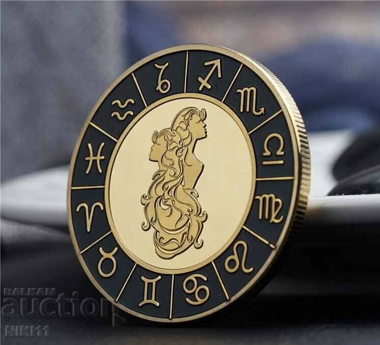 Gemini zodiac coin in a protective capsule, zodiac signs, zodiac