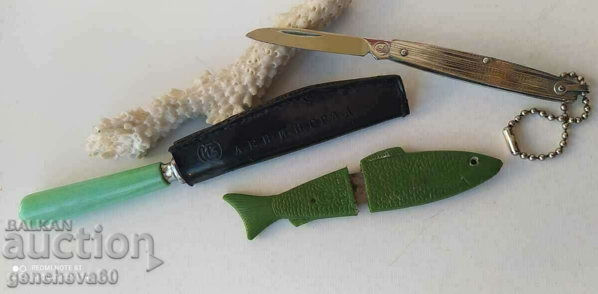 Auction  Lot of old Russian pocket knives and coral