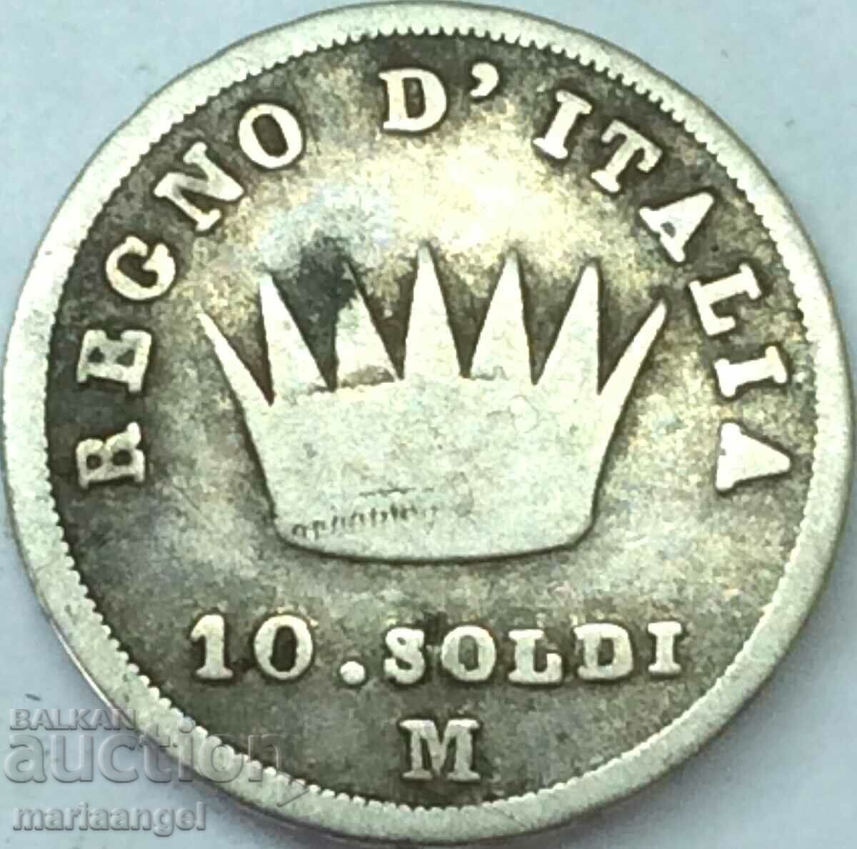 Napoleon 10 Soldi 1812 Italy Silver - Rare