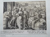 1597 - ENGRAVING - ANTWERP - ALLEGORY OF TRADE