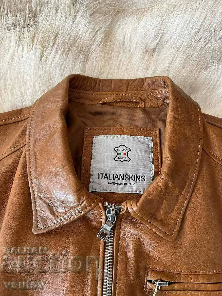 Licitație Geaca din piele italiana, piele de miel, NOU