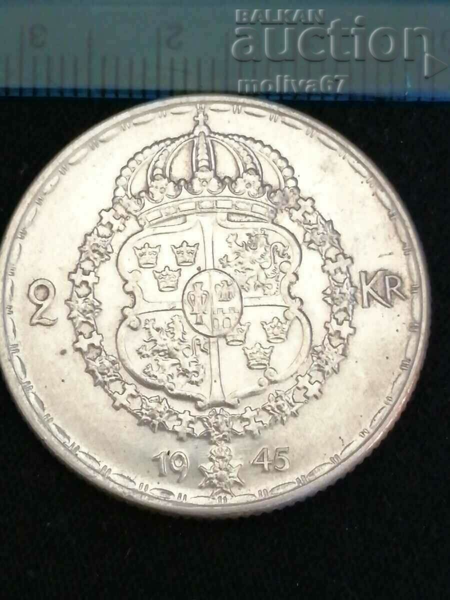 2 coroane SUEDIA. 1945 Gustav V
