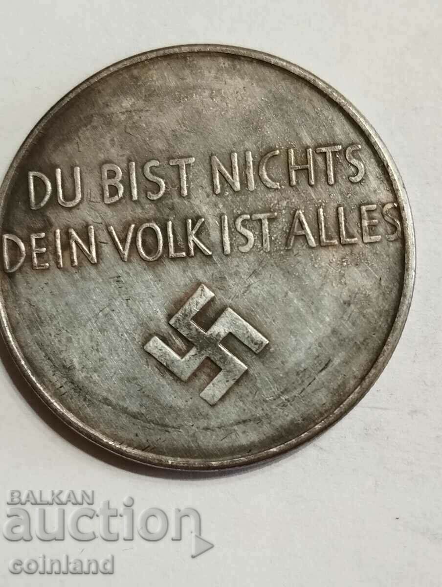 Placa cu medalie a monedei naziste germane - REPRODUCERE REPLICA