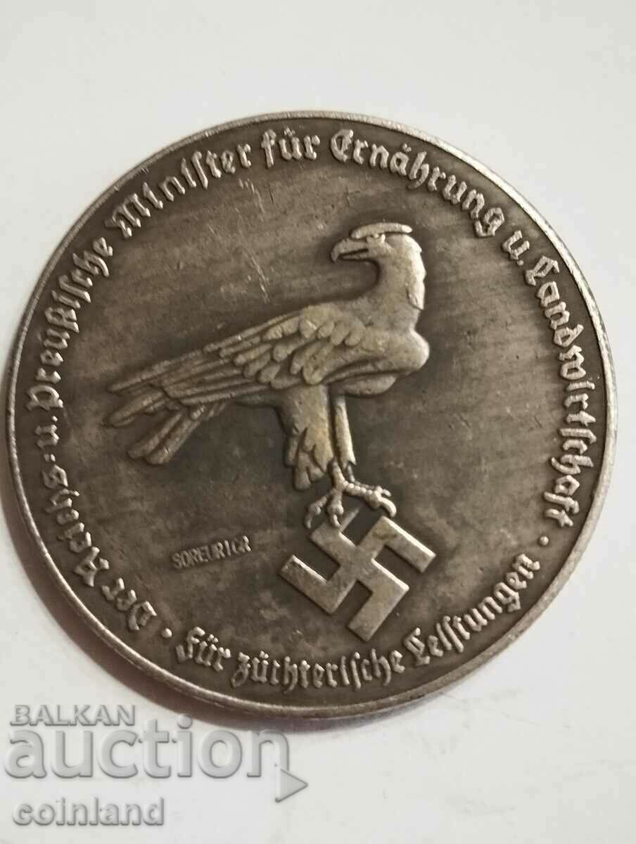 Placa cu medalie a monedei naziste germane - REPRODUCERE REPLICA