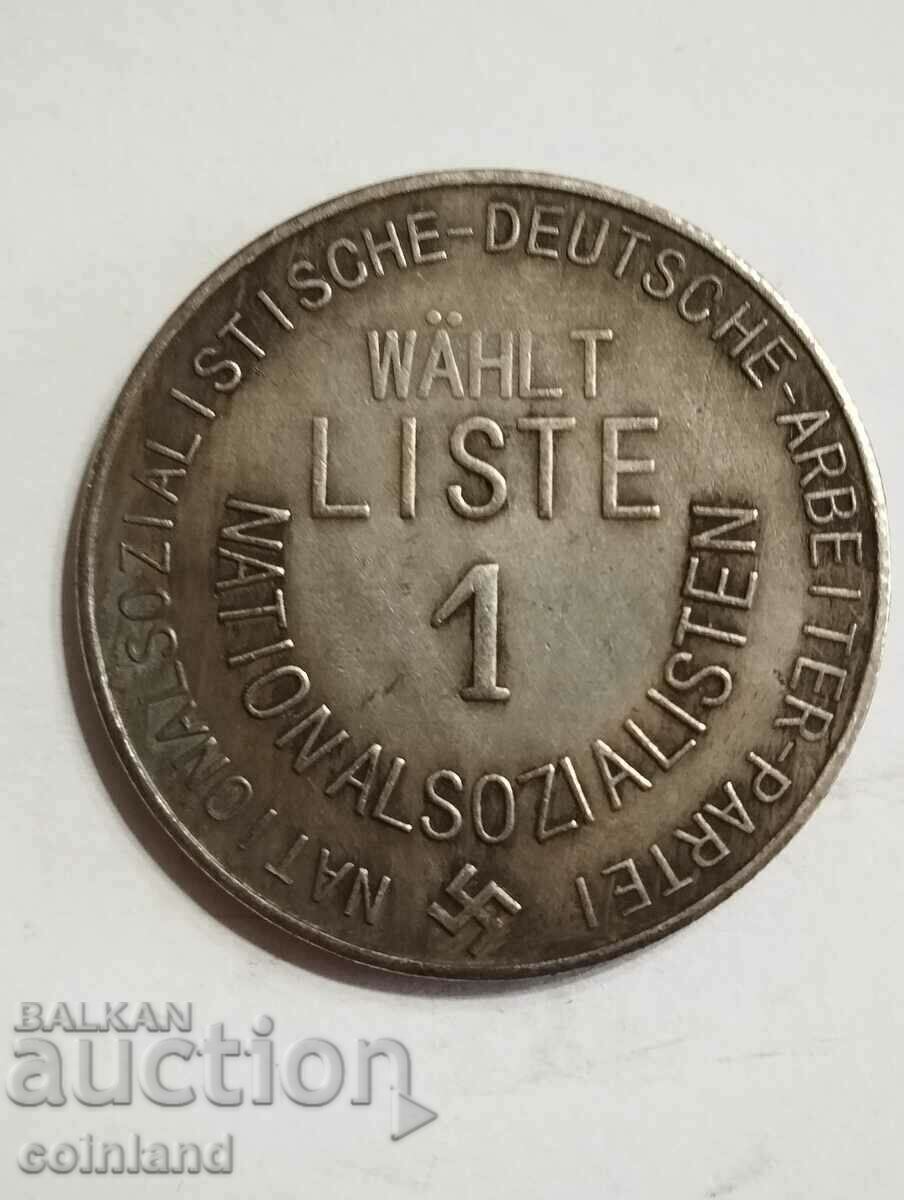 Placa cu medalie a monedei naziste germane - REPRODUCERE REPLICA