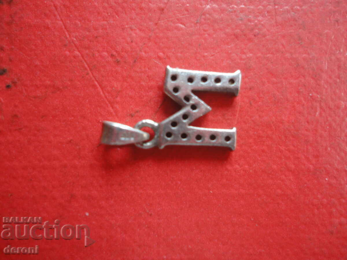 Auction Silver medallion pendant letter with stones 925 Auction Silver medallion pendant letter with stones 925